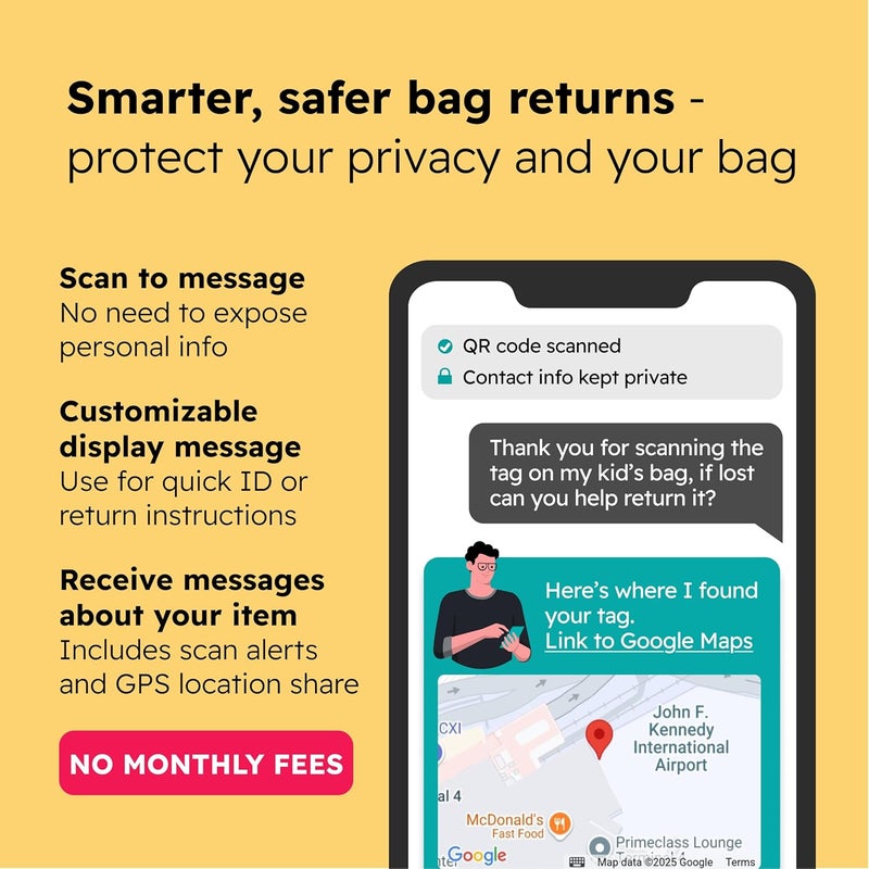 SeQR Smart Luggage Tags | Privacy QR Code Luggage Tag Keeps Personal info Private | Customizable Travel Suitcase Tags for Women Men | Use with GPS Bag Locator Tracking Tags, Air Tag for Android or iOS - Image 4